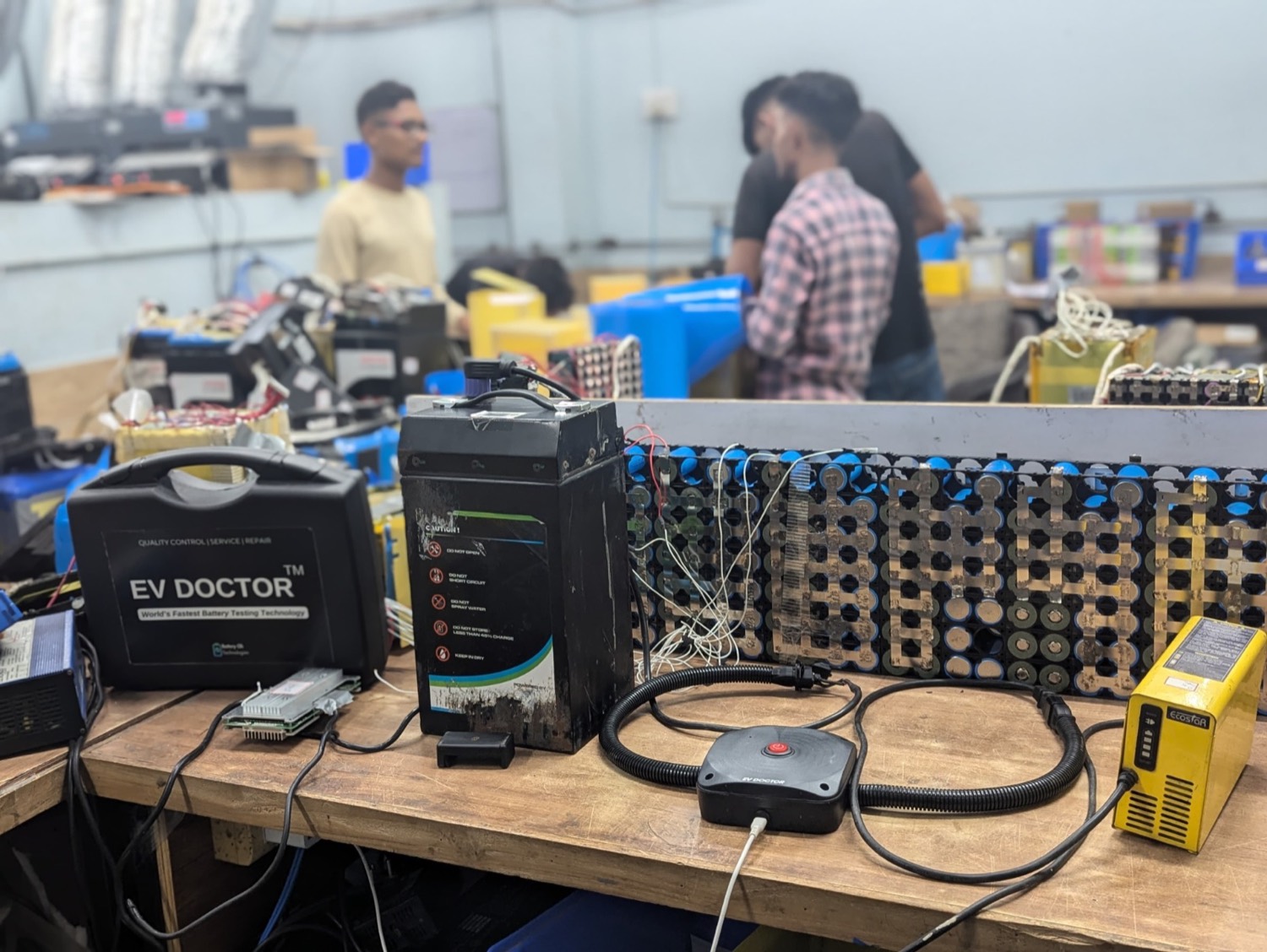 EV DOCTOR equipment validating multiple battery packs in a battery research laboratory